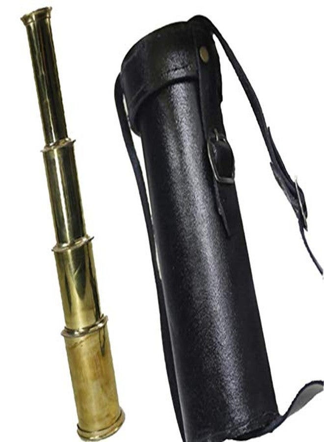 THOR INSTRUMENTS 15" Solid Brass Handheld Telescope - Pirate Spyglass with Black Leather Case Rustic Vintage Home Decor Gifts - Image 3